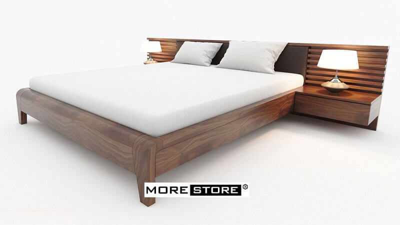 Mẫu giường ngủ gỗ tự nhiên có sẵn tại siêu thi nội thất MoreHome - MHG001